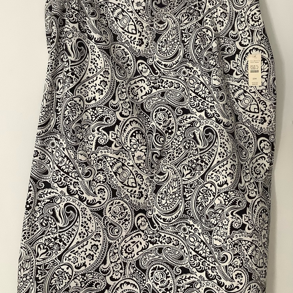 Talbots Black & White Paisley Skirt 22W